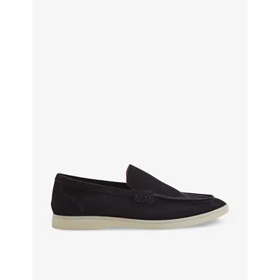 Reiss Mens Navy Kason Slip-on Suede Loafers
