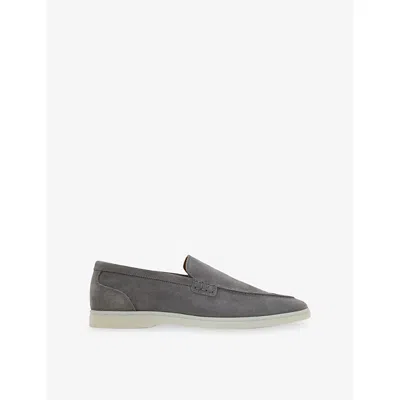Reiss Mens Kason Suede Loafers Frost Grey Eur 41 / 7 Uk In Gray