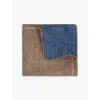 Reiss Mens Lerici Geometric-pattern Silk Pocket Square Tobacco/blu In Tobacco/blue