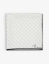 Reiss Mens White Liam Polka-dot Logo-print Silk Pocket Square