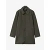 Reiss Mens Dark Green Logan Funnel-neck Regular-fit Stretch-nylon Coat
