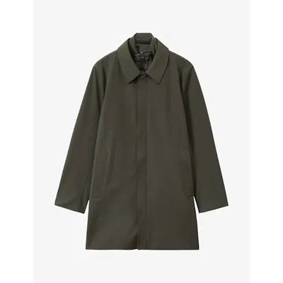Reiss Mens Dark Green Logan Funnel-neck Regular-fit Stretch-nylon Coat In Dark Green