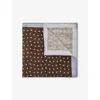 Reiss Mens Chocolate Brown Lucio Polka-dot Cotton And Wool-blend Pocket Squar In Brown