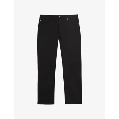 Reiss Mens Solid Black Maddison Tapered-leg Slim-fit Denim Jeans