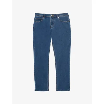 Reiss Mens Dark Rinsed Blue Wash Maddison Tapered-leg Slim-fit Denim Jeans
