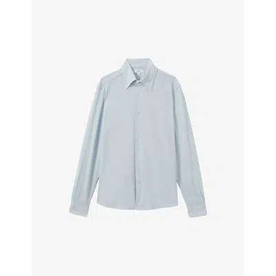 Reiss Mens Soft Blue Malone Slim-fit Long-sleeve Cotton Shirt In Soft Blue