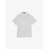 Reiss Mens White Soft Blue Max Textured-stripe Stretch-woven Shirt Xxl In White