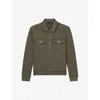 Reiss Sage Green Zipped Interlock-jersey Overshirt In Sage Green