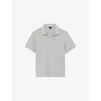 Reiss Mens  Nico Air-water Tipped Cotton  Polo Shirt In Gray