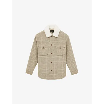 Reiss Mens Nix Borg-collar Regular-fit Wool-blend Overshirt Oatmeal