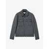 Reiss Sky Blue Melange Peridoe Zip-through Trucker Jacket With Wool In Sky Blue Melang