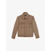 Reiss Mens Dark Brown Perisil Patch-pocket Regular-fit Wool-blend Jacket In Brown