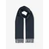 Reiss Mens  Picton Fringed-trim Wool And Cashmere-blend Scarf In Airforce Blue