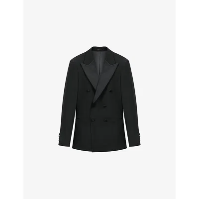 Reiss Mens  Poker Double-breasted Stretch Wool-blend Jacket In Black