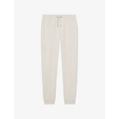 Reiss Mens Premier Interlock Drawstring Jersey Jogging Bottoms Off White