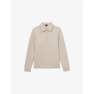 Reiss Mens  Prince Half-zip Stretch-jersey Polo In Neutral
