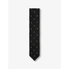 Reiss Black Punto Spot Silk Knitted Pin-dot Tie In Black