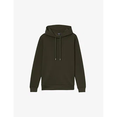 Reiss Mens Chocolate Brown Regular-fit Long-sleeve Stretch-jersey Hoody