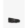 Reiss Black Leather Micro-grain Belt In Black