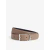 Reiss Mens Dark Stone Navy Ricky Reversible Leather Belt In Brown
