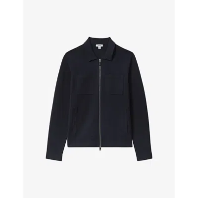 Reiss Mens Navy Rivers Regular-fit Zip-up Knitted Cardigan Xxl