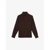 Reiss Mens Ruban Classic Collar Linen Shirt Dark Brown
