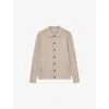 Reiss Mens Oatmeal Melange Saint Polo-collar Long-sleeve Ribbed Knitted Cardigan