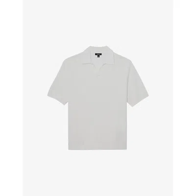 Reiss Mens White Sol Textured Knitted Polo Shirt