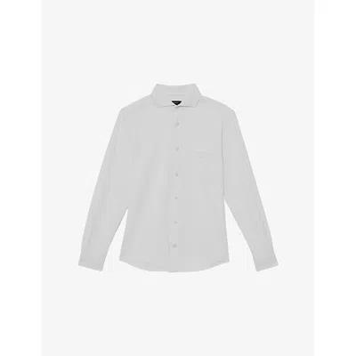 Reiss Mens White Solarko Cutaway-collar Stretch-woven Seersucker Shirt In Multi