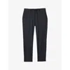 Reiss Mens Navy Split Drawstring-waist Straight-leg Stretch-woven Trousers