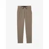 Reiss Mens Taupe Brown Split Drawstring-waist Straight-leg Stretch-woven Trousers In Taupe Brown