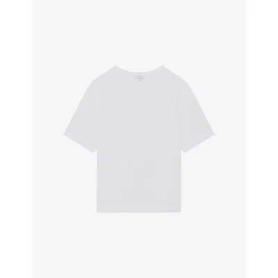 Reiss Mens White Tate Relaxed-fit Short-sleeve Cotton T-shirt Xs