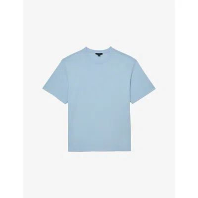 Reiss Mens Soft Blue Tate Relaxed-fit Cotton-jersey T-shirt