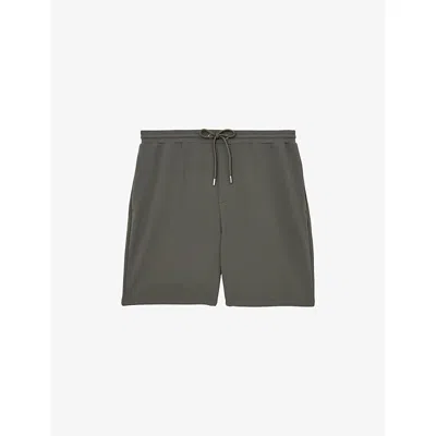 Reiss Mens Sage Green Tavolla Textured Stretch-woven Shorts In Gray