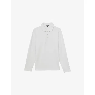 Reiss Mens Tivolli Long-sleeve Stretch-jersey Polo Shirt White Xxl