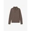 Reiss Mens Trafford Button-neck Slim-fit Wool Jumper Dark Brown Mela