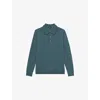 Reiss Mens Orion Blue Trafford Regular-fit Long-sleeve Merino-wool Polo In Blue