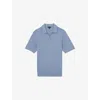 Reiss Cornflower Blue Open-collar Knit Polo Shirt In Cornflower Blue