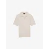 Reiss Mens  Tyne Zigzag-textured Knitted Polo Shirt In Oatmeal Melange