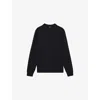 Reiss Mens Black Wessex Crewneck Merino-wool Jumper