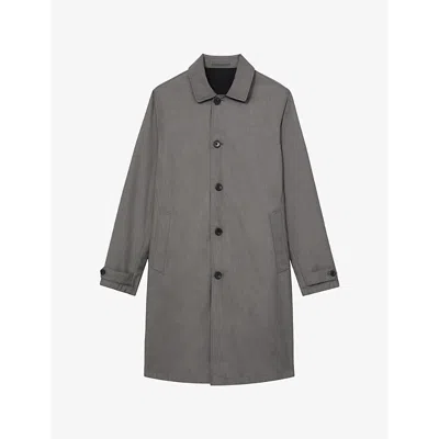 Reiss Mens Vital Reversible Mid-length Woven Coat Navy Grey