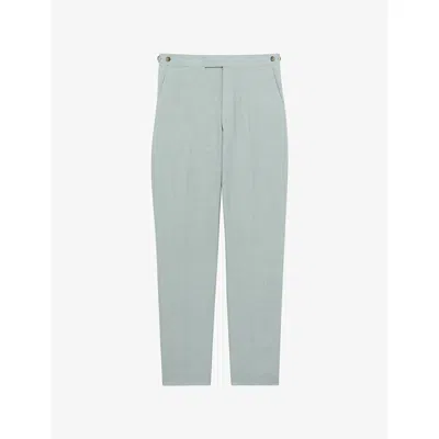 Reiss Mens Ocean Green Warner Straight-leg Slim-fit Linen Trousers