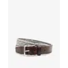 Reiss Soft Grey Welling Webbing Belt With Leather Trim In Gray