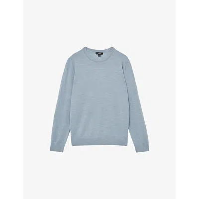 Reiss Mens  Wessex Crew-neck Wool Knitted Jumper In Soft Blue Melange
