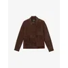 Reiss Womens Chocolate Brown Wilstead Patch-pocket Suede Jacket In Brown