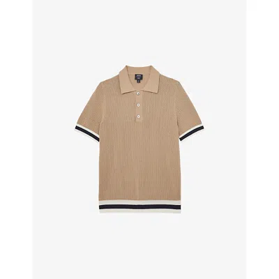 Reiss Mens Camel Brown  X Ché Quinn Cotton Polo Shirt