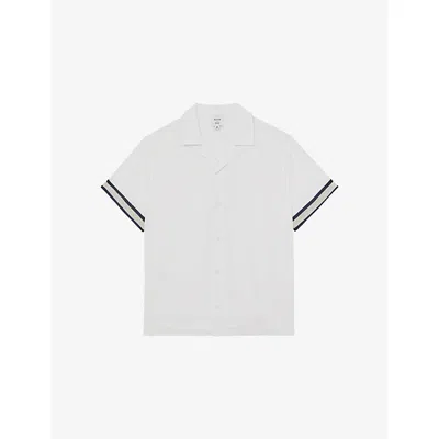 Reiss Mens White  X Ché Valbonne Stripe-cuff Woven Shirt Xl