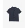 Reiss Mens Navy  X Ché Valbonne Stripe-cuff Woven Shirt Xs