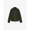 Reiss Mens Zip-through Suede Bomber Jacket Antique Dark Forest Gree