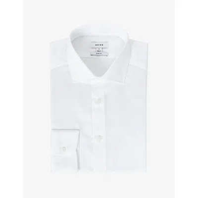 REISS MENS REMOTE SLIM-FIT LONG-SLEEVE COTTON SHIRT WHITE